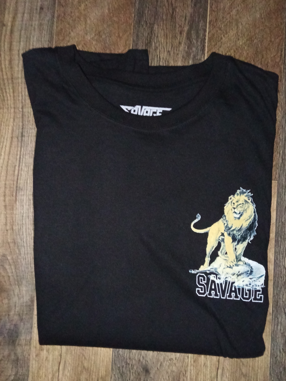Salvage Black Tee with Yellow Lion Graphic